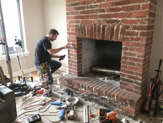 Newark Chimney Sweep specialist finalizing chimney liner service in Newark, OH