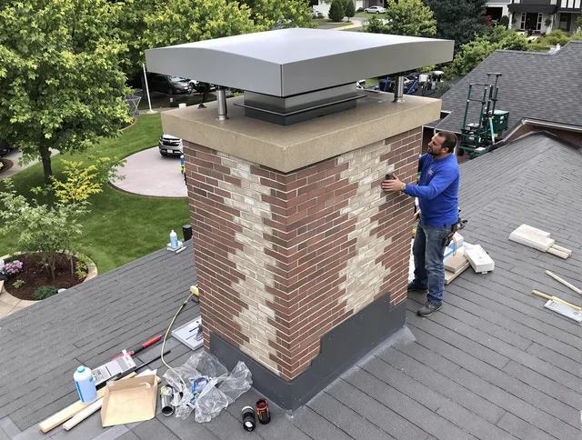 Newark Chimney Sweep team working on a custom chimney remodel in Newark, OH