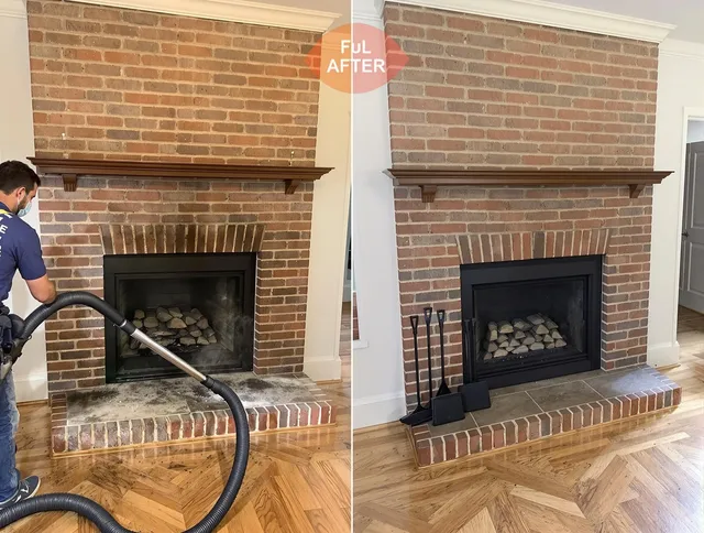 Newark Chimney Sweep carefully sanitizing a fireplace in Newark, OH