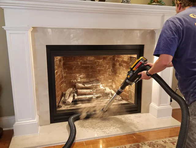 Fireplace cleaning performed by Newark Chimney Sweep in Newark, OH